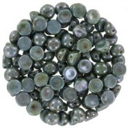 Czech 2-hole Cabochon beads 6mm Chalk White Blue Luster